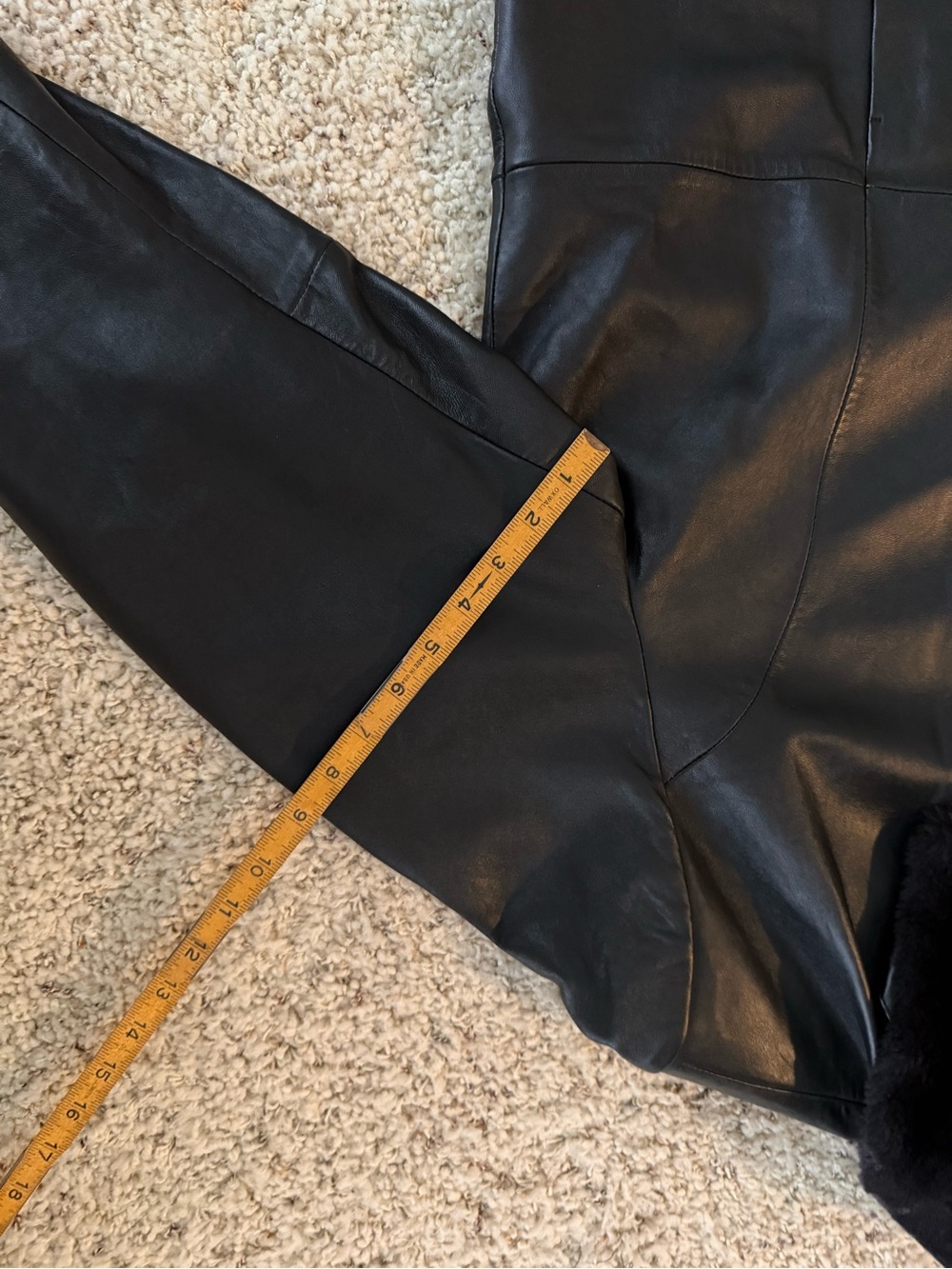 3X Black Leather Genuine Lamb Centigrade Jacket Faux Fur Collar QVC A41480 - Picture 8 of 12
